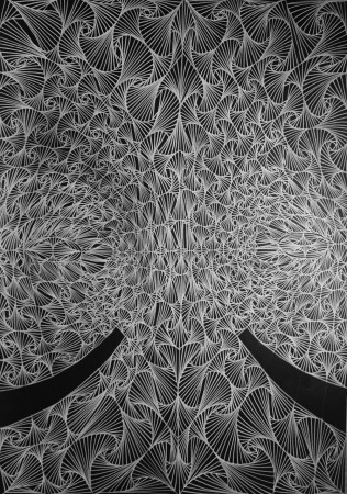 100x70cm, white pencil on black card