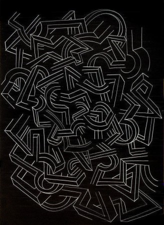 100x73cm, white pencil on black card